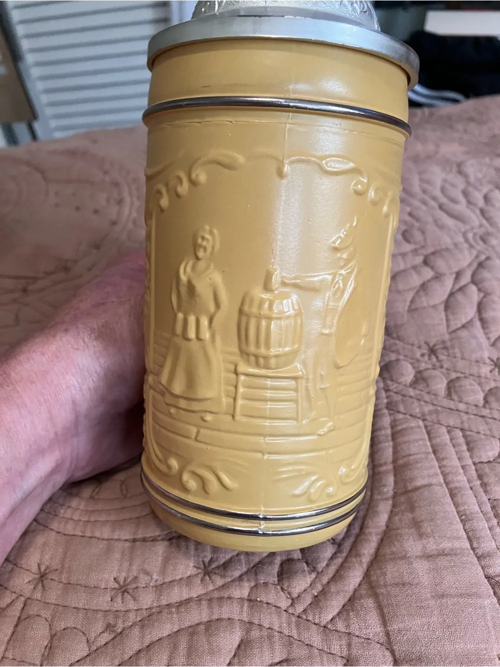 Vintage Tan or Mustard Yellow German Ceramic Beer Stein in